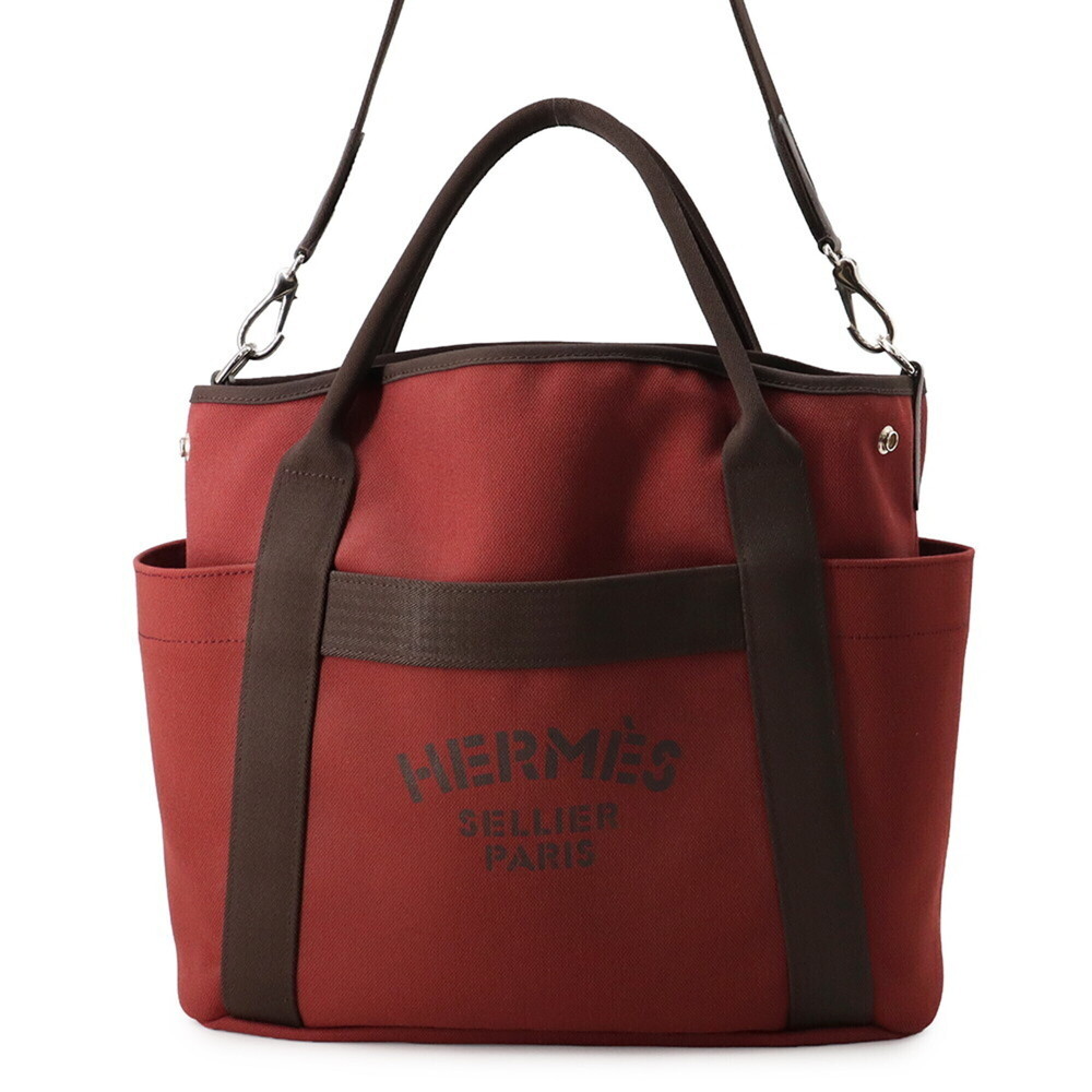 Hermes Sac de Pansage Groom SAC DE PANSAGE GROOM Rouge H Chocolat B stamp 2-w...